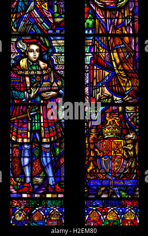 Londra, Inghilterra, Regno Unito. Chiesa olandese, Austin frati (Nederlandse Kerk Londen) vetrata: Edward VI....... Foto Stock