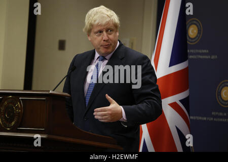 Ankara, Turchia. Il 27 settembre, 2016. Sep.27, 2016 - Segretario degli esteri britannico Boris Johnson parla alla conferenza stampa tenutasi ad Ankara. Credito: Tumay Berkin/ZUMA filo/Alamy Live News Foto Stock