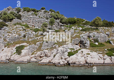 Sunken Lycian città di Kekova island, Turchia Foto Stock