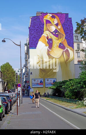 Parigi, Francia, murale su Boulevard Vincent Auriol Foto Stock
