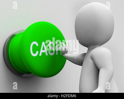 Pulsante contanti mostra denaro guadagnare e spendere Foto Stock