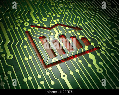 Concetto di commercializzazione: declino grafico sulla scheda a circuito stampato sullo sfondo Foto Stock
