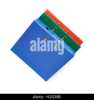 Pila di cartelle Ufficio isolato su sfondo bianco Foto Stock