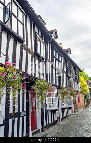 Church Lane nella storica cittadina rurale di Ledbury, Herefordshire, England, Regno Unito Foto Stock