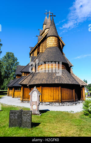 Norwat, Notodden. Heddal doga Chiesa di Norvegia è la più grande chiesa della doga. Foto Stock