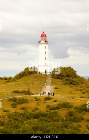 Visita turistica di Dornbusch faro sull isola di Hiddensee nel Mar Baltico, Germania Foto Stock