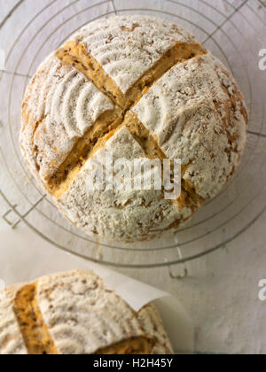 Organico artigianale di pasta acida di sementi di segale il pane con il bianco, di malto e farina di segale Foto Stock