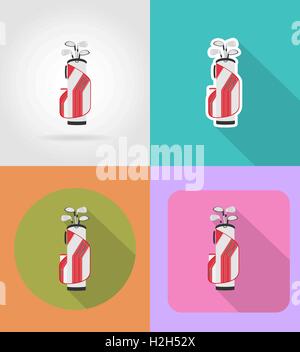 La sacca di mazze da golf icone piatta illustrazione vettoriale isolato su sfondo Illustrazione Vettoriale
