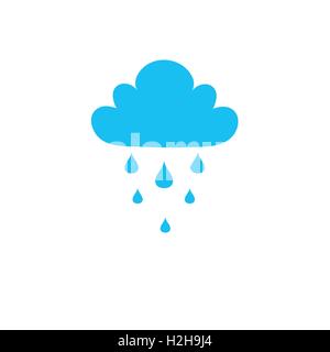 Blue Cloud icona Pioggia isolato su sfondo. Meteo, internet concetto. Alla moda di simboli vettoriali per web design, pulsante WEB, mob Illustrazione Vettoriale