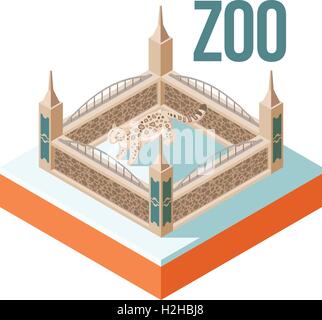 Zoo di Snow Leopard icona isometrica Illustrazione Vettoriale
