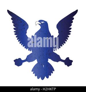 Una silhouette di un American Eagle su uno sfondo blu Illustrazione Vettoriale