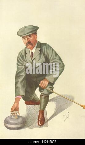 VANITY FAIR SPY CARTOON. Dr HS Lunn " Il re dei club". Il Curling. Da ELF. 1909 Foto Stock