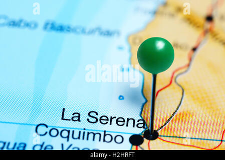 La Serena imperniata su una mappa del Cile Foto Stock