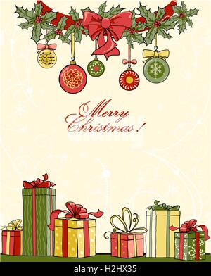 Sfondo di natale con doni Illustrazione Vettoriale