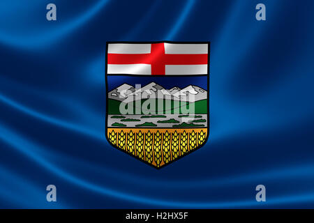 3D rendering del canadese bandiera provinciale di Alberta su raso texture. Foto Stock