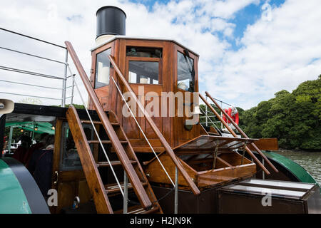 Il Ponte sul battello a vapore "Kingswear Castle', Dartmouth, Devon, Inghilterra, Regno Unito. Foto Stock