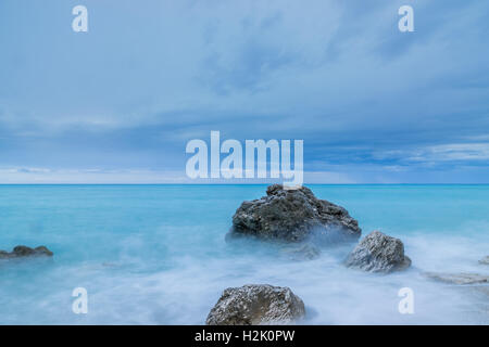 Stormy Kathisma Spiaggia, Lefkada isola nel mare Ionio, Grecia. Foto Stock