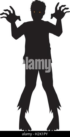 Vettore di Silhouette zombie raggiungendo fuori mano Illustrazione Vettoriale