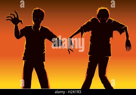 Silhouette zombie del vettore Illustrazione Vettoriale