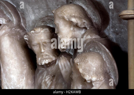 L Ultima Cena reredos dettaglio, la chiesa di Santa Maria, Lapworth, Warwickshire, Inghilterra, Regno Unito Foto Stock