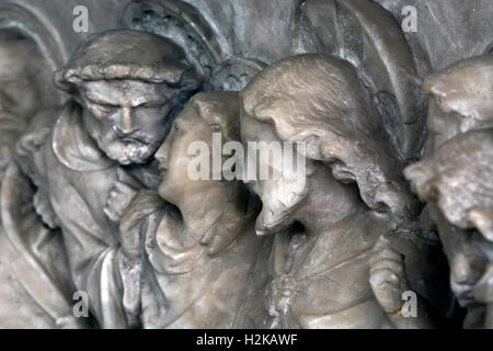 L Ultima Cena reredos dettaglio, la chiesa di Santa Maria, Lapworth, Warwickshire, Inghilterra, Regno Unito Foto Stock