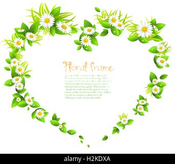 Cornice di fiori a forma di cuore Illustrazione Vettoriale