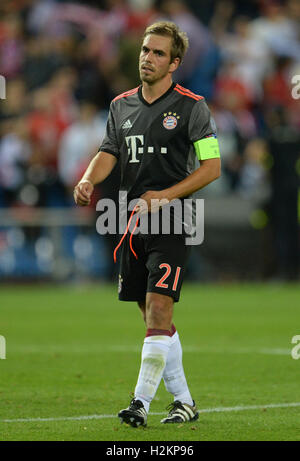 Madrid, Spagna. 28 Sep, 2016. Monaco di Baviera Philipp Lahm dopo la Champions League Gruppo D partita di calcio tra Atletico Madrid e Bayern Monaco di Vicente Calderón Stadium a Madrid, Spagna, 28 settembre 2016. Foto: ANDREAS GEBERT/dpa/Alamy Live News Foto Stock