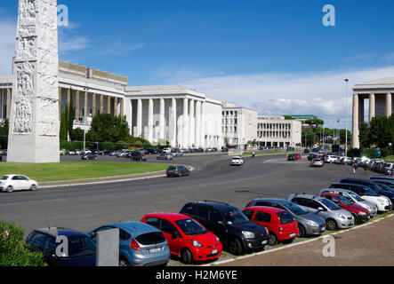 EUR Roma Italia, Piazza & Obelisco Guglielmo Marconi Foto Stock