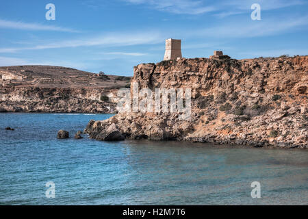 Ghajn Tuffieha Tower, Golden Bay, Malta Foto Stock