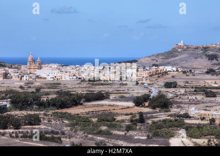 Vista da la Cittadella a Victoria, Gozo Foto Stock