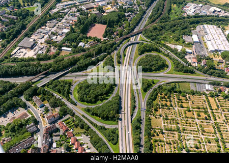 Antenna, Herne giunzione autostradale A42 e A43, Herne, la zona della Ruhr, Renania settentrionale-Vestfalia, Germania, Europa, vista aerea, uccelli-occhi Foto Stock