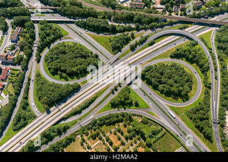 Antenna, Herne giunzione autostradale A42 e A43, Herne, la zona della Ruhr, Renania settentrionale-Vestfalia, Germania, Europa, vista aerea, uccelli-occhi Foto Stock