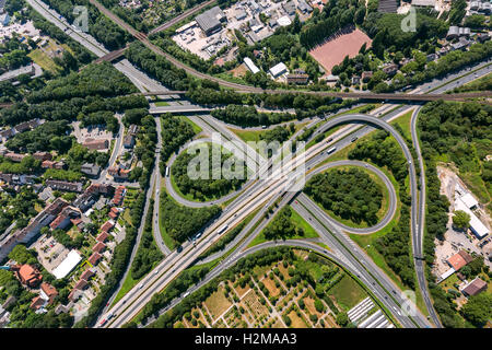 Antenna, Herne giunzione autostradale A42 e A43, Herne, la zona della Ruhr, Renania settentrionale-Vestfalia, Germania, Europa, vista aerea, uccelli-occhi Foto Stock