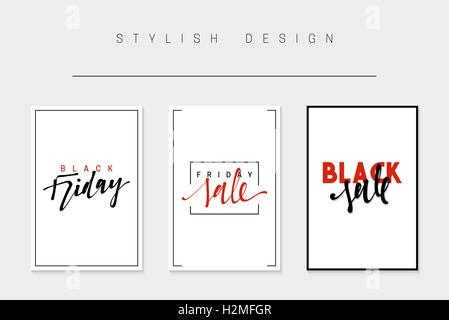 Set di schede per le vendite, Venerdì nero, grande vendita, vendita di sconto tag, Illustrazione Vettoriale