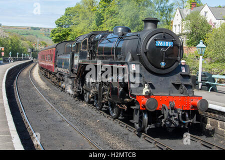 76079 posa come 76101 per il Gala scozzese sul NYMR a Grosmont.Maggio 2016 Foto Stock