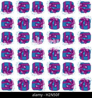 Regali di natale seamless pattern. Illustrazione Vettoriale di cartoon doni isolato su bianco Illustrazione Vettoriale