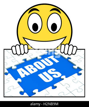 Circa noi segno che mostra il contatto e la Filosofia Aziendale Sezione Foto Stock