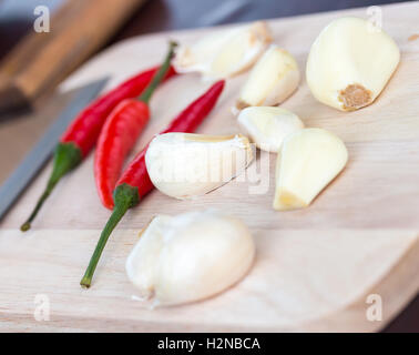 Il peperoncino e aglio significato peperoncino e rosso Foto Stock