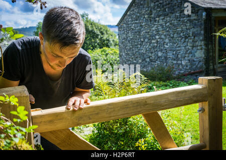 Verifica installazione del cancello Foto Stock