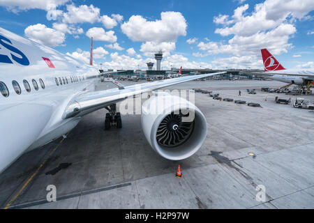 Ad Istanbul all'aeroporto Atatürk, Istanbul, Turchia Foto Stock