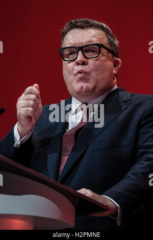 Labour Party Conference on 27/09/2016 a Liverpool ACC, Liverpool. Persone nella foto: Tom Watson MP, vice leader, indirizzi conferenza . Foto di Julie Edwards. Foto Stock