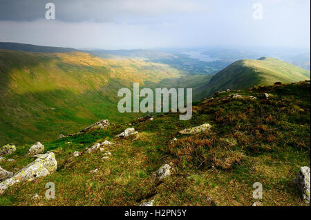 Sera La luce del sole su Alta Pike ed Heron Pike Foto Stock