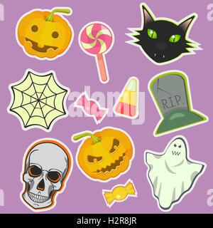 Decorazione Halloween attributi immagine vettoriale. Illustrazione Vettoriale