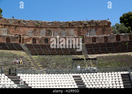 L'antico Teatro Greco di Taormina sull isola di Sicilia italiano Foto Stock