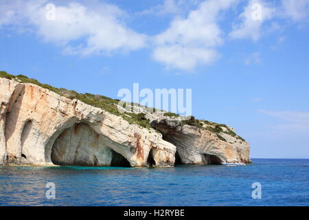 Grotte blu sull'isola di Zante, Grecia Foto Stock