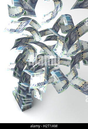 Flying South African rand (isolato con percorso di clipping) Foto Stock