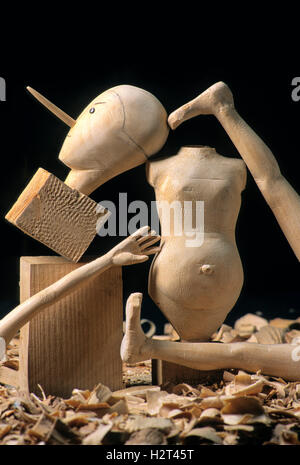 Pezzi di legno puppet Foto Stock