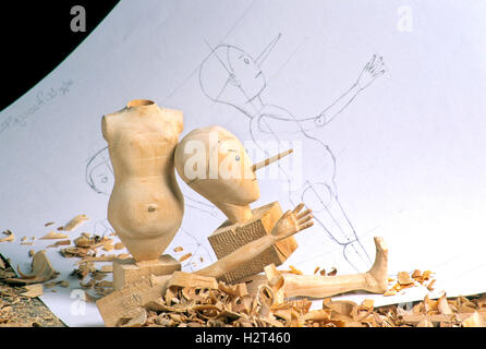 Pezzi di legno puppet Foto Stock