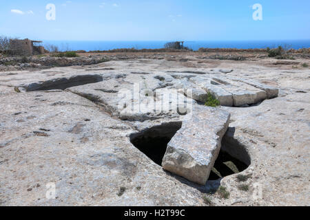 Serbatoi Misqa, Hagar Qim templi, Malta Foto Stock