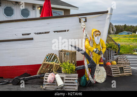 Decorazione esterna presso il Cafe di ancoraggio a Port au choix, Terranova e Labrador, Canada. Foto Stock